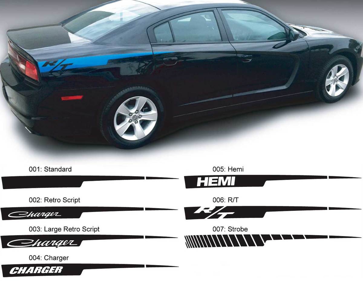 Dodge Charger Straight razor Hemi RT Decal Sticker Side graphics fits to models 2011-2014 