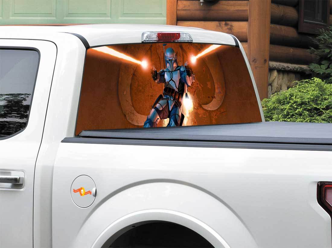 Bounty Hunter Jango Fett ଜଙ୍ଗୋ ଫେଟ Rear Window Decal Sticker Pick-up Truck SUV Car କୌଣସି ମାପରେ
