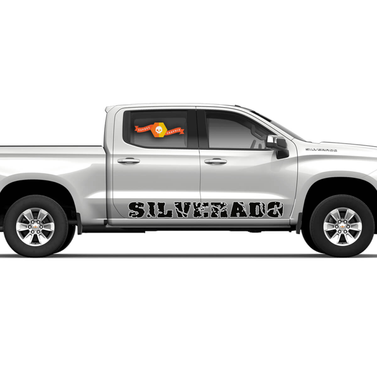 2 SILVERADO Rocker panel door runner Sticker Decal Fits: Chevy Silverado 4 door trucks