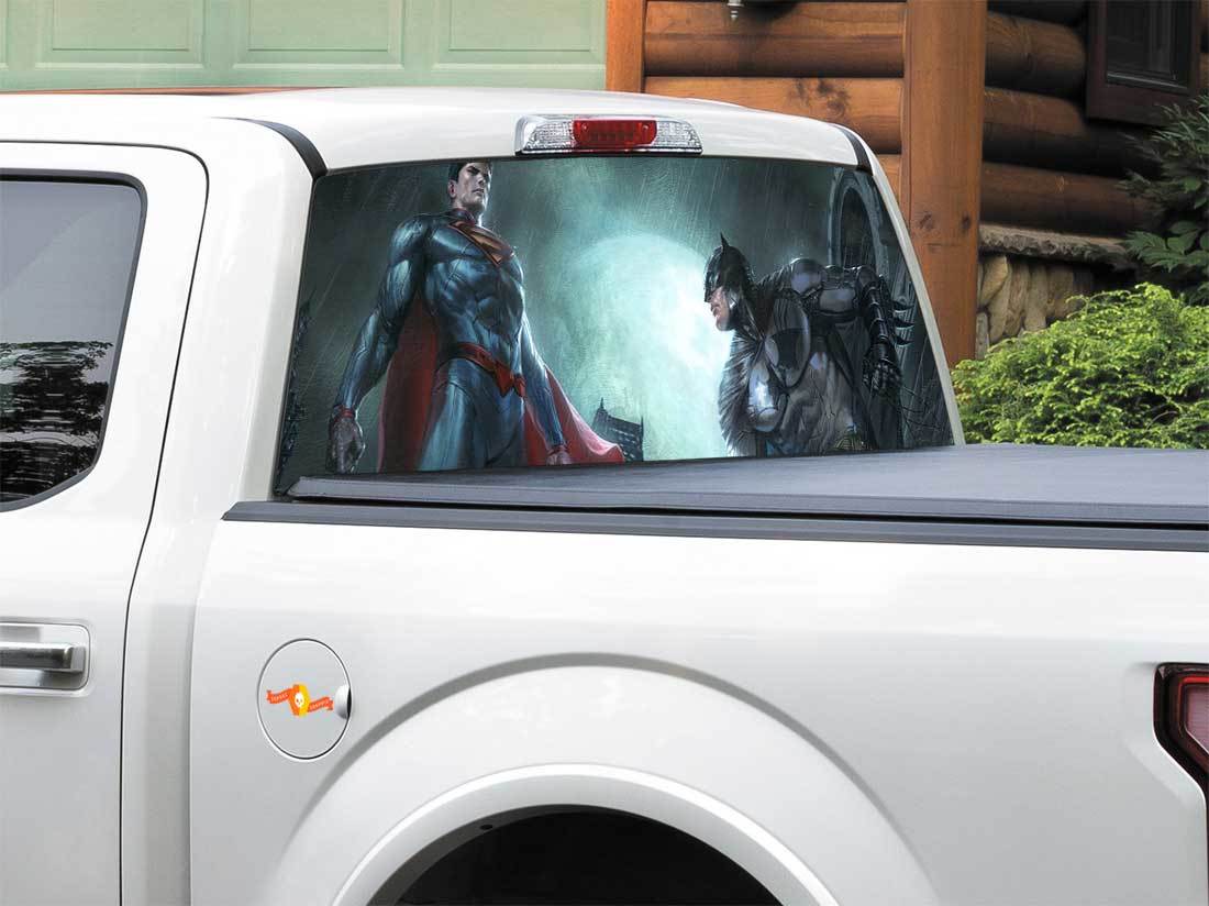 Batman vs Superman art Rear Window Decal Sticker Pick-up Truck SUV Car any size
