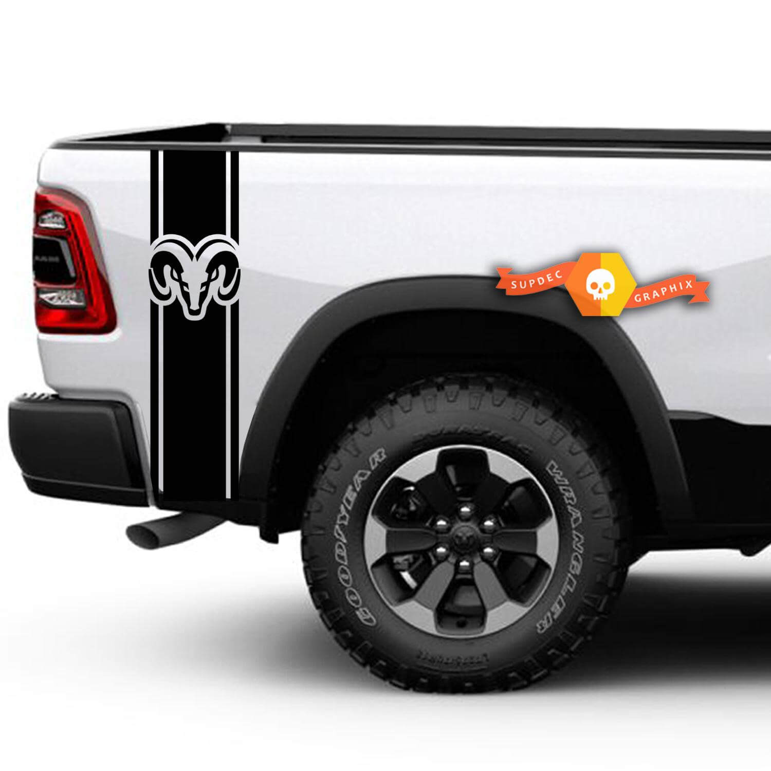 Dodge Ram RAM HEAD Rear Bed Truck Stripes Vinyl Graphic decals stickers