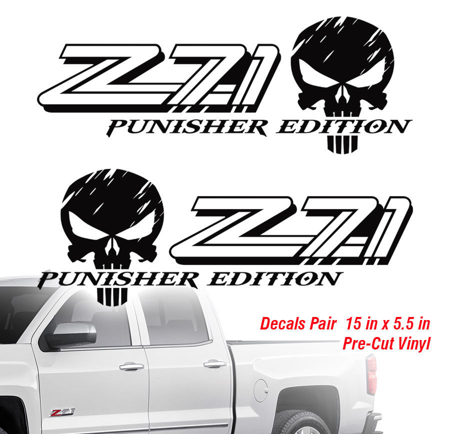 2 Chevy Z71 Punisher 4X4 off road truck Silverado Chevrolet Stickers Decals Pair Decal