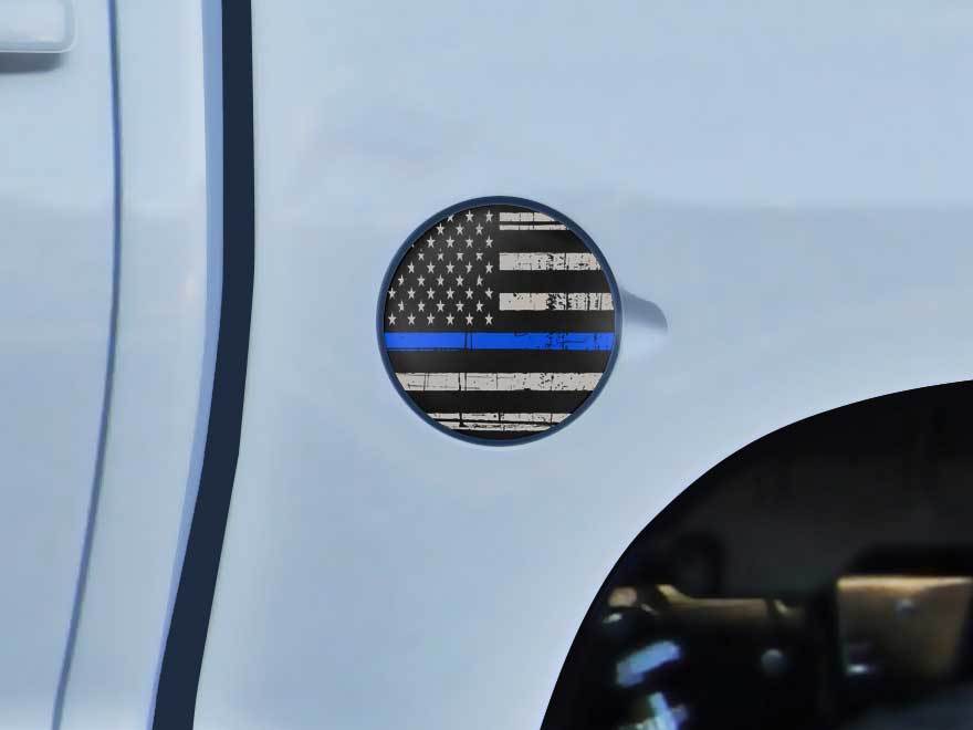 Toyota Tundra TRD 4X4 bed Gas Cap Fuel US flag blue line Graphic decals stickers fits models 2014-2016
