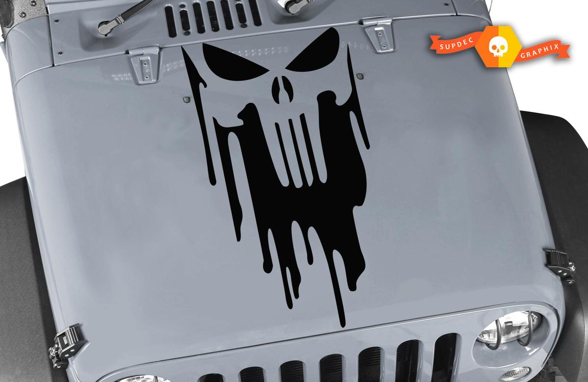 Jeep Wrangler TJ LJ JK The Punisher Blood Skull Vinyl Hood Sticker Decal Car Truck