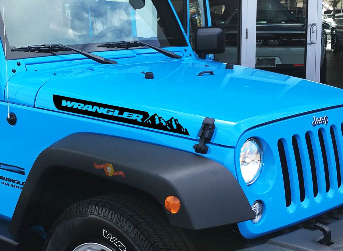 Jeep Renegade Hood Side strip Hood Mountains Sticker Decal Vinyl Graphic JK Fender
