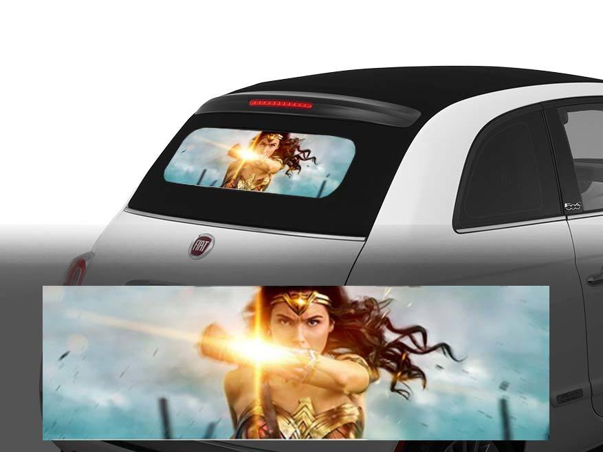 Wonder Women DC Comics Rear Window Decal Sticker 30'' x 9'' fit to Fiat 500c