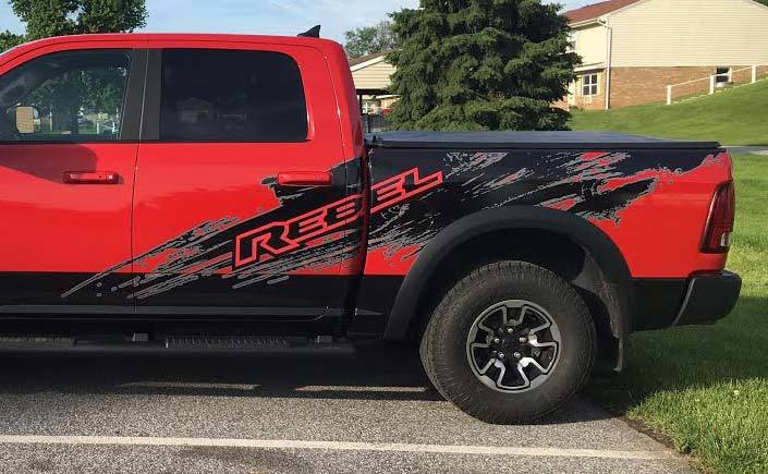 Dodge Ram Rebel Grunge Splash Logo Truck Vinyl Sticker Decal Graphic Camo 2 Colors