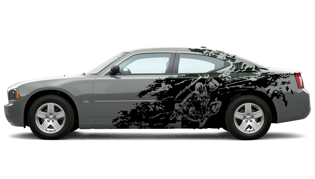 Dodge Challenger Or Charger SRT Hellcat Splash Grunge Stripes Kit Hell Cat Vinyl Sticker Decal Graphic