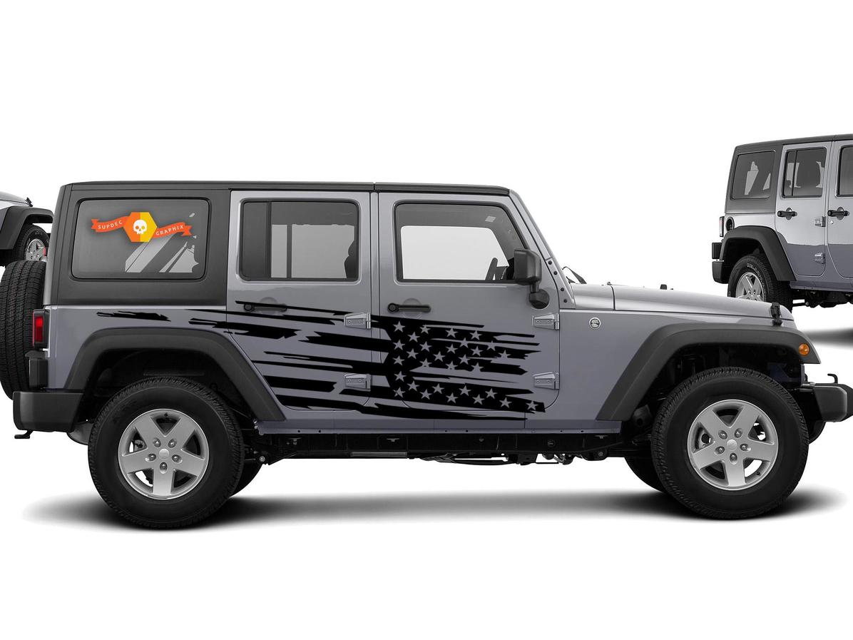AMERICAN US flag Theme splash Stars Graphic Sticker Decal for Jeep Wrangler Unlimited JK 4 Door