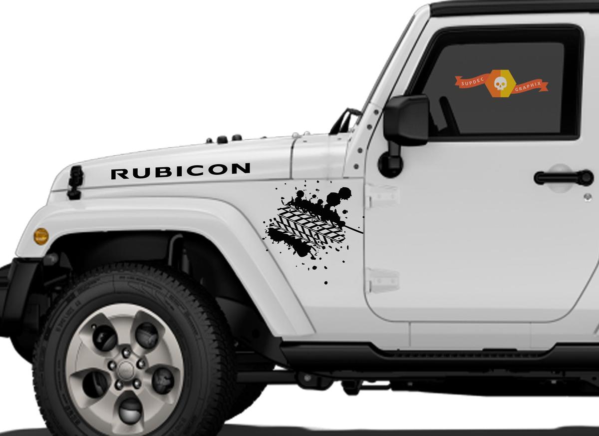 Mud Tire Tracks Jeep Vinyl Decal Hood  Rubicon Renegade Sticker Car Truck Vehicle kit
