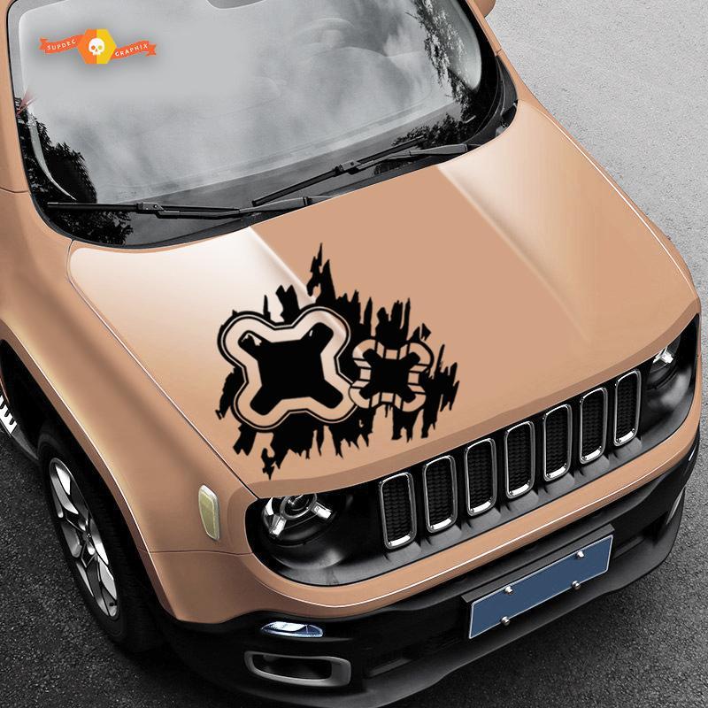 Jeep Renegade Logo Distressed Splash Vinyl Sticker Decal Hood Side Vehicle Graphic Rear