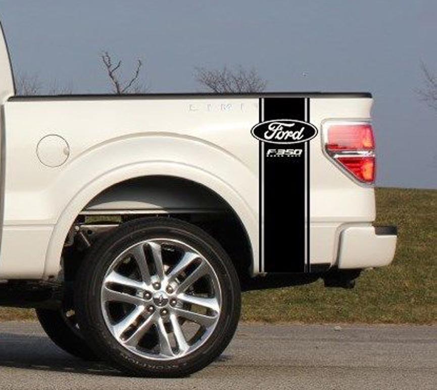 Custom Truck Bed Stripe Sticker Decal Set of (2) for Ford F-350 Super Duty Pickup
