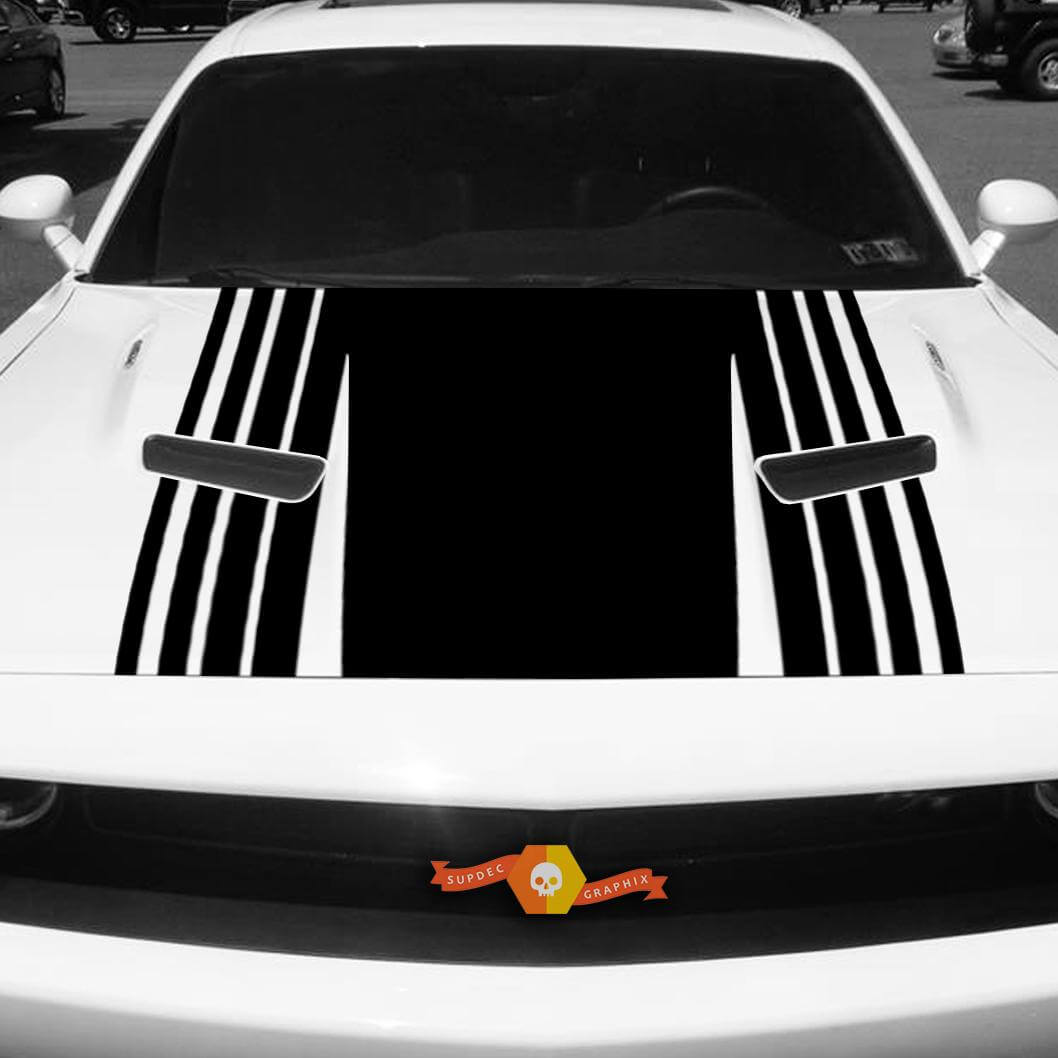 2015 2016 2017 Dodge Challenger Rally Racing Strobe Hood Sticker Decal Stripe Blackout