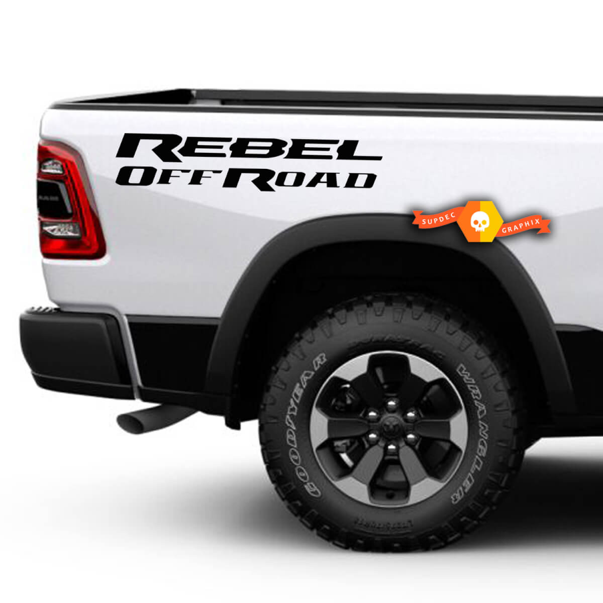 Dodge Ram Rebel Solid Logo Side Flare Truck Vinyl Sticker Decal Graphic Off Road Bed Pickup
