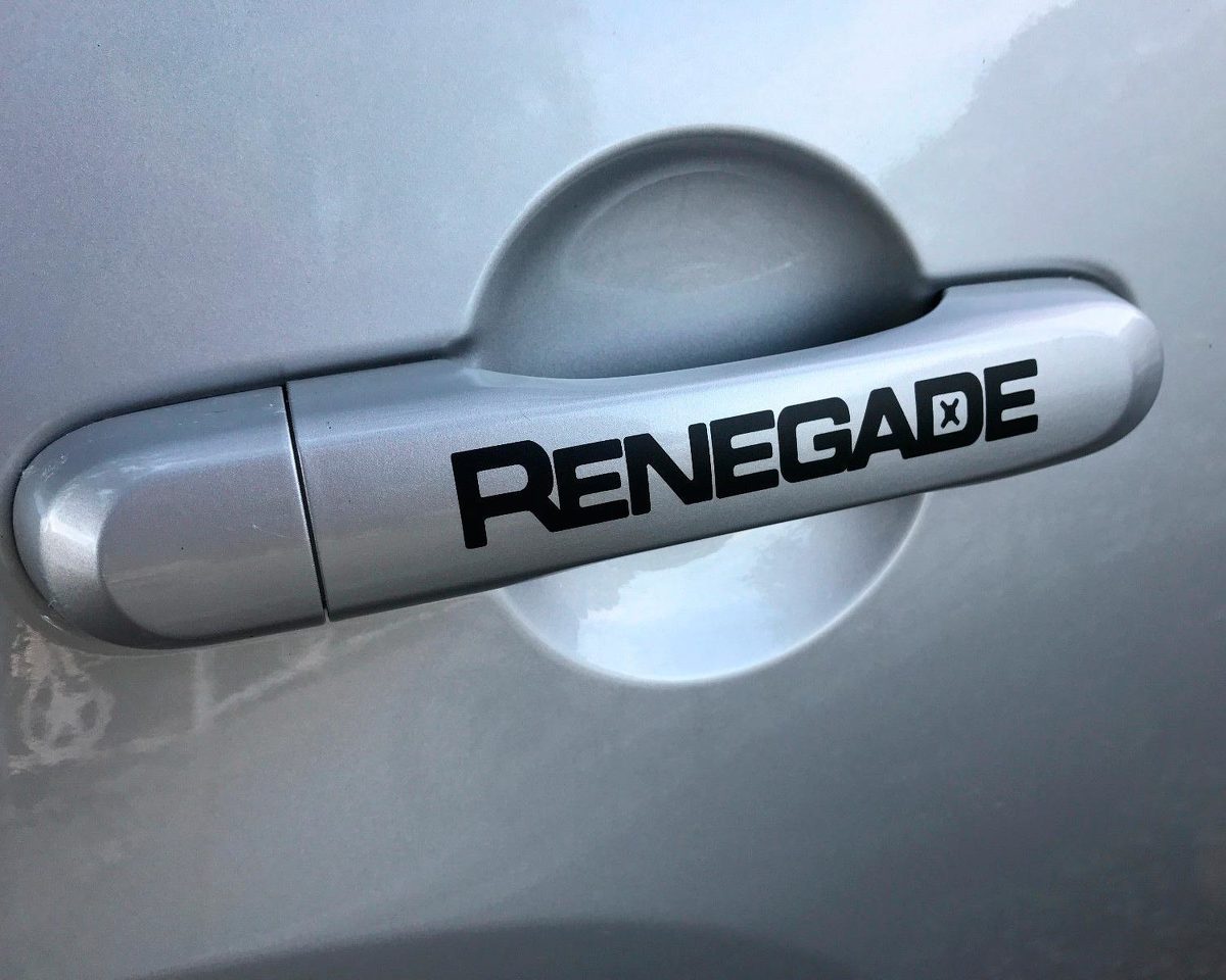 4pcs RENEGADE Vinyl Handle Decal Sticker Side Graphic JEEP RENEGADE Black Color
