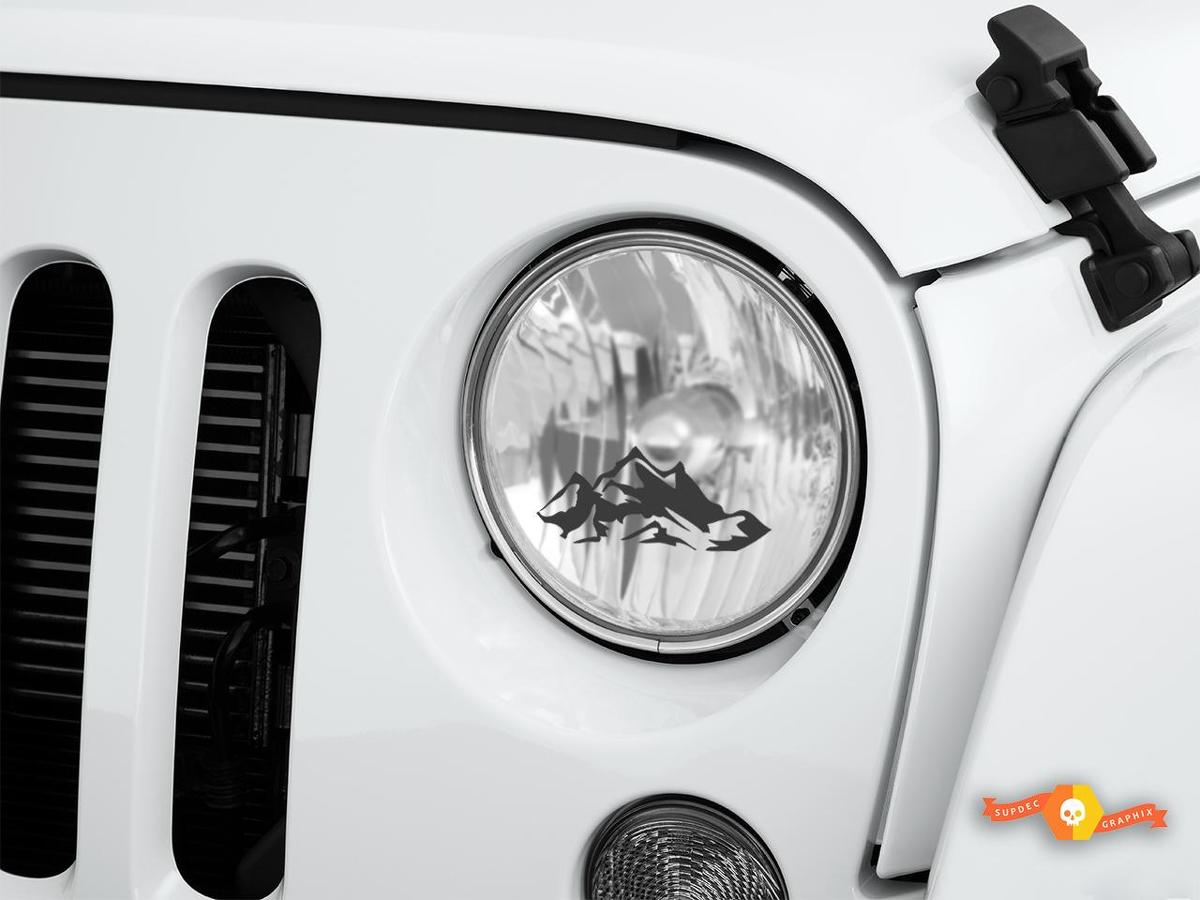 Mountains Jeep Wrangler Rubicon JK JKU TJ Sticker Decal Graphic Headlight Etched Glass Vinyl