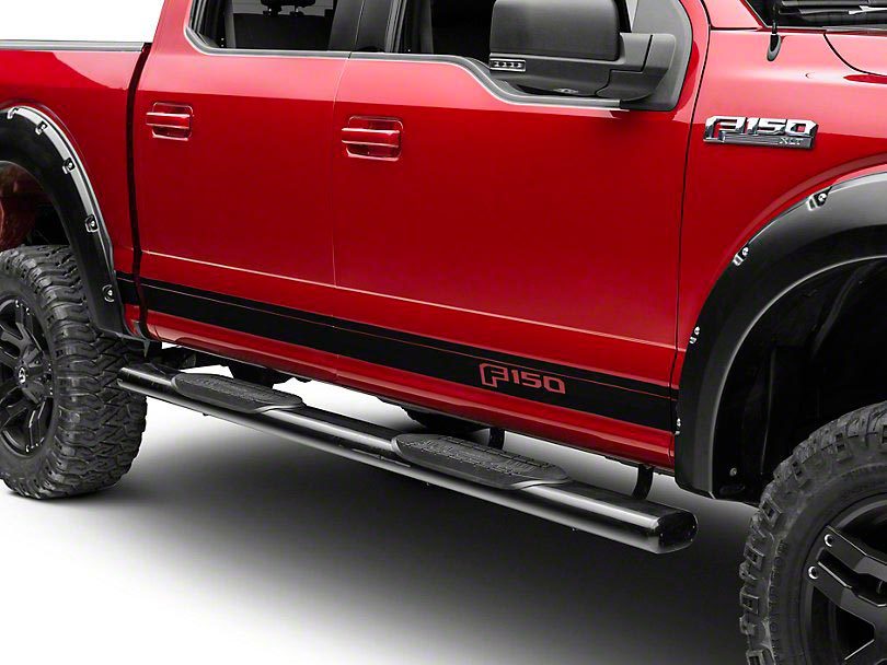 Black Rocker Stripes with F-150 Logo Sticker Decal for Ford F150