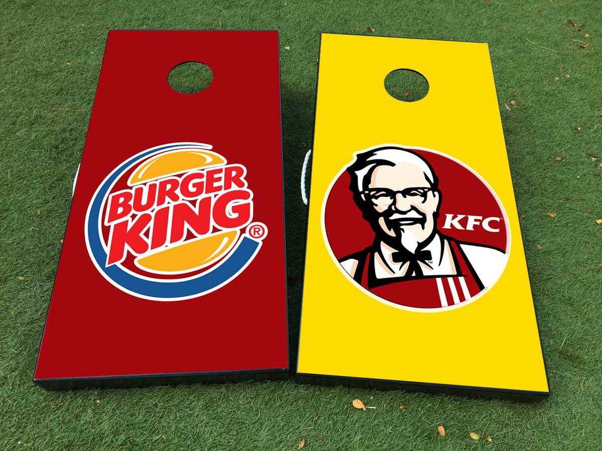 Burger King KFC Cornhole Board Game Sticker Decal VINYL WRAPS with LAMINATED