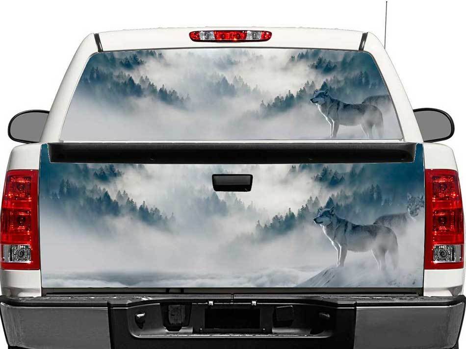 Wolf in Mountains Rear Window OR tailgate Decal Sticker Pick-up Truck SUV Car
