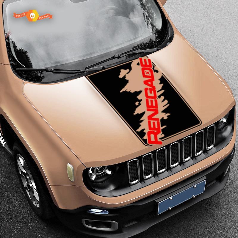 2 Color Hood & Side Jeep Renegade Side Splash Splatter Logo Graphic Vinyl Sticker Decal
