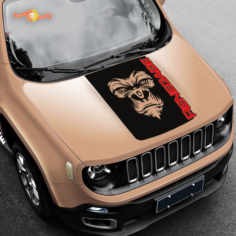2 Color Hood Jeep Renegade Yeti Bigfoot Sasquatch Logo Graphic Vinyl Sticker Decal SUV
