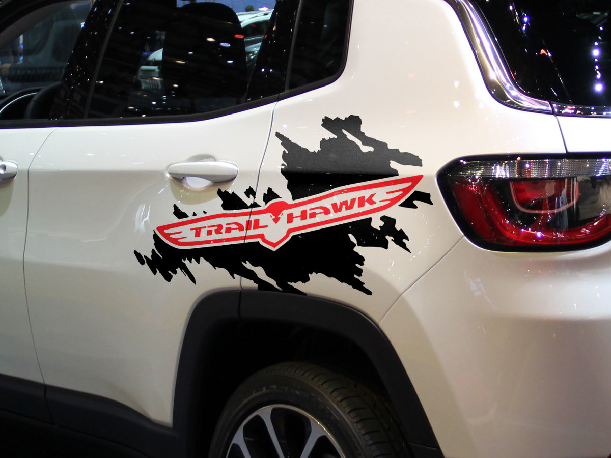 Jeep Renegade Cherokee Trail Hawk Side Splash Splatter Logo Graphic Vinyl Sticker Decal 2 colors