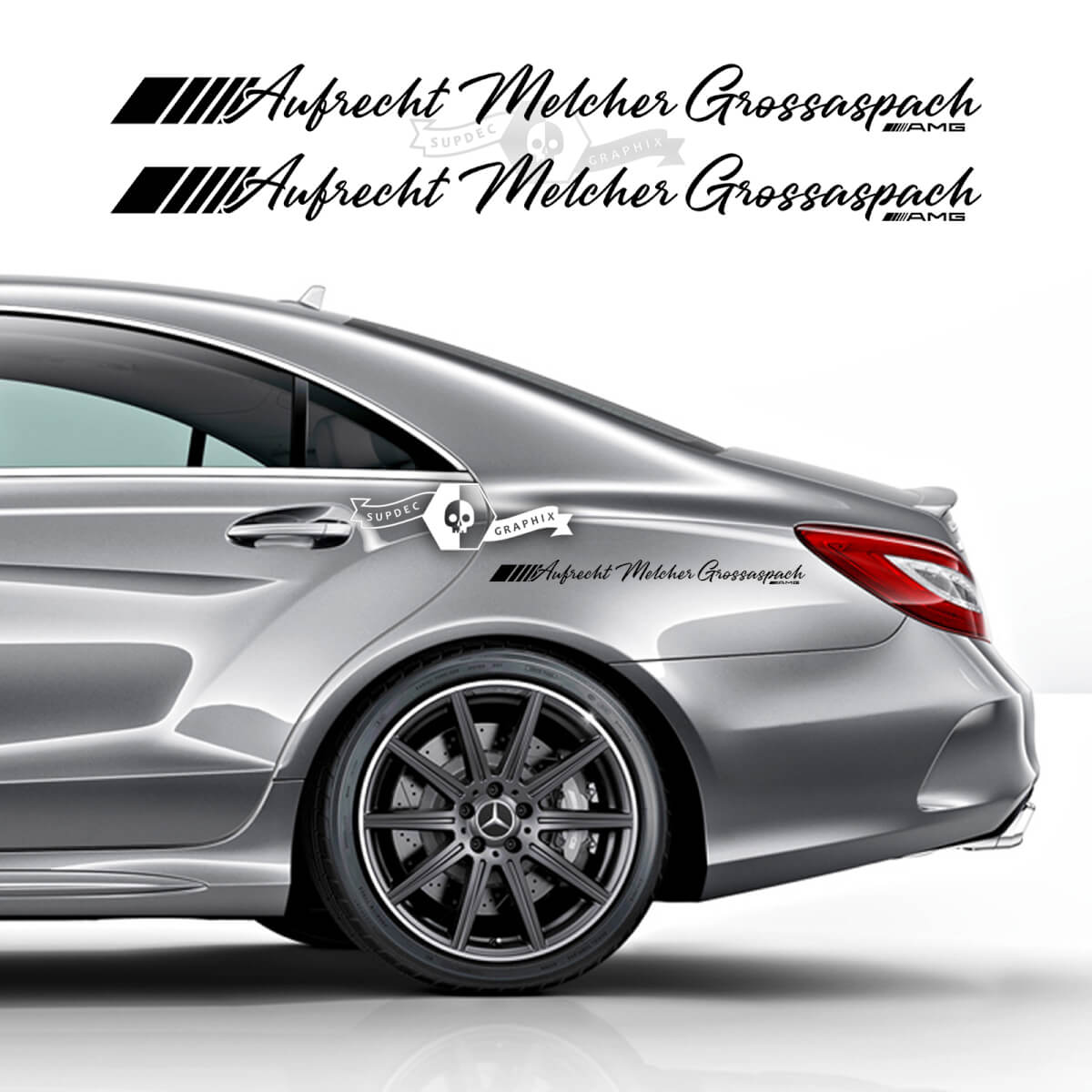 Pair Lettering AMG Aufrecht Melcher Grossaspach Side Mercedes-Benz MB großaspach Vinyl Decal Sticker
