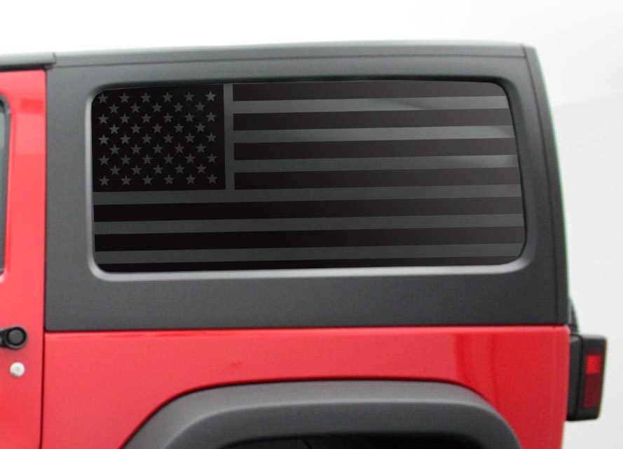 2 Door Jeep Hardtop Flag Sticker Decal Regular USA American Wrangler JK Side Window