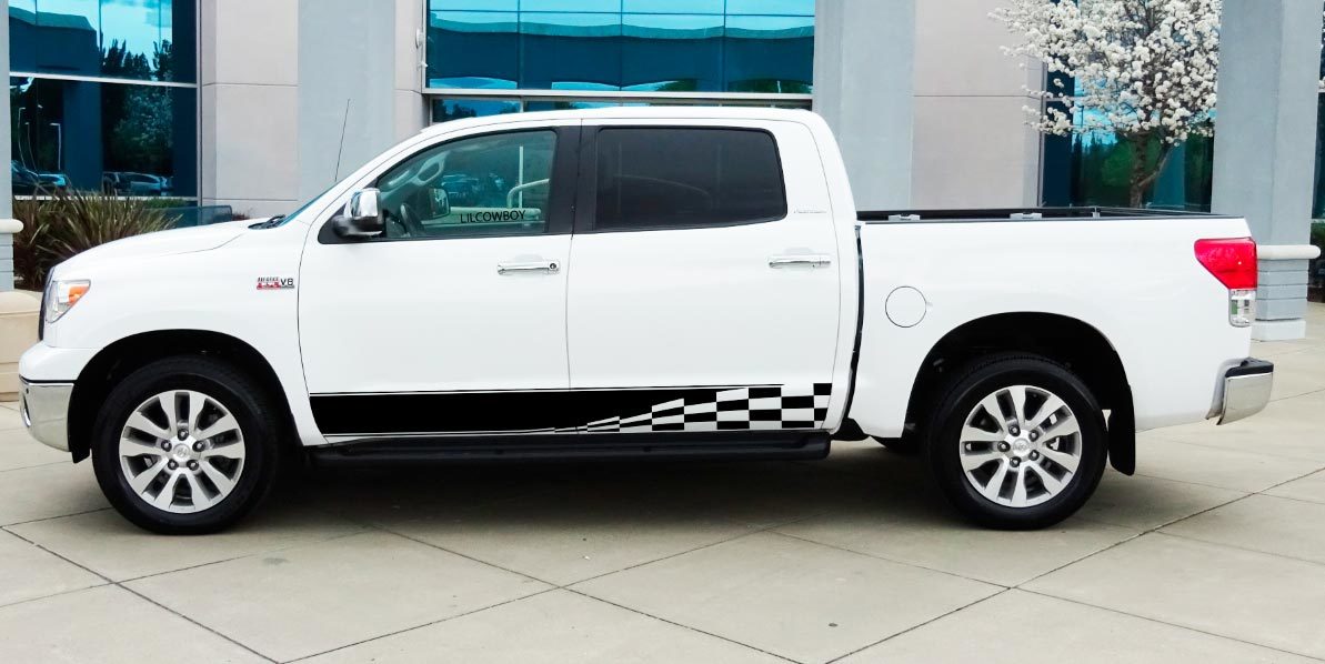 Checkered Flag Stripe Rocker Panel Decal vinyl sticker fits Ford - Tundra