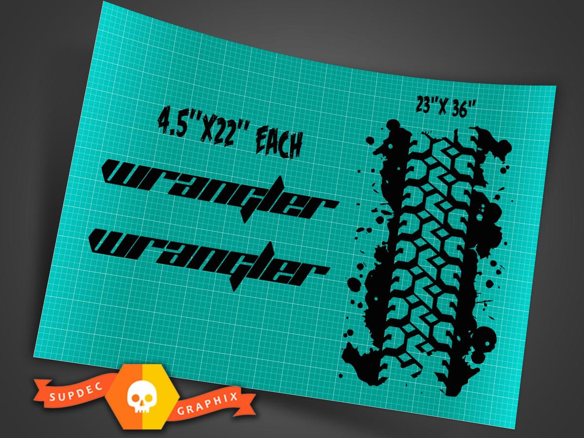 Jeep Wrangler 3 Pc. Blackout Hood Decal Kit #8 - Vinyl Sticker TJ LJ JK
