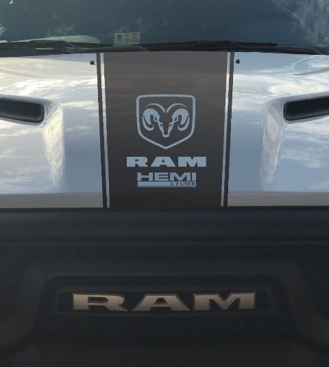 Dodge Ram Rebel Hemi 5.7 L vinyl decal sticker hood racing stripe, factory style