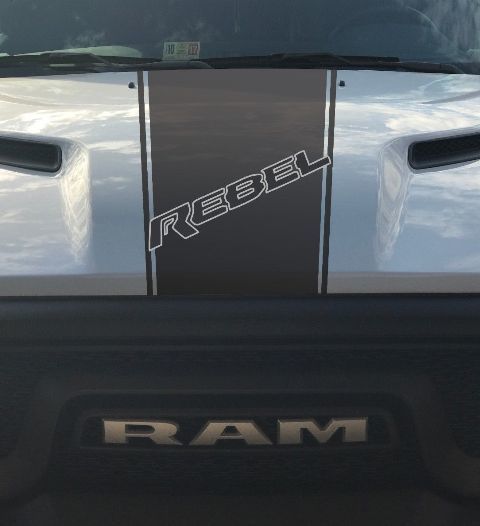 Dodge Ram Rebel Hemi 5.7 L vinyl decal sticker hood racing stripe, factory style