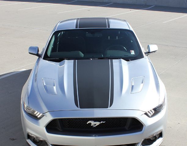 2015-2017 Ford Mustang MEDIAN Center Stripes Pony Style Hood Stickers Decals GT Any Colour Vinyl
