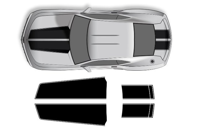 Chevrolet Camaro (2010-2015) Custom Vinyl Sticker Decal Wrap Kit - Straight Hood And Trunk Stripes
