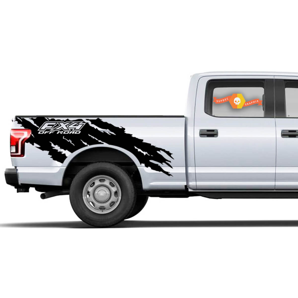 Ford F-150 (2015-2017) Supercab 6.5 Bed Vinil Rear Sticker Decal Wrap Kit - Fx4 Rasgado
