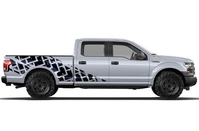 Ford F-150 (2015-2017) Supercrew 6.5 Bed Custom Vinyl Sticker Decal Wrap Kit - Tire Tracks
