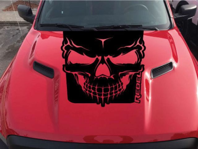 2015-2017 Dodge Ram Rebel Skull Hood Truck Vinyl Sticker Decal Graphic Options Color
