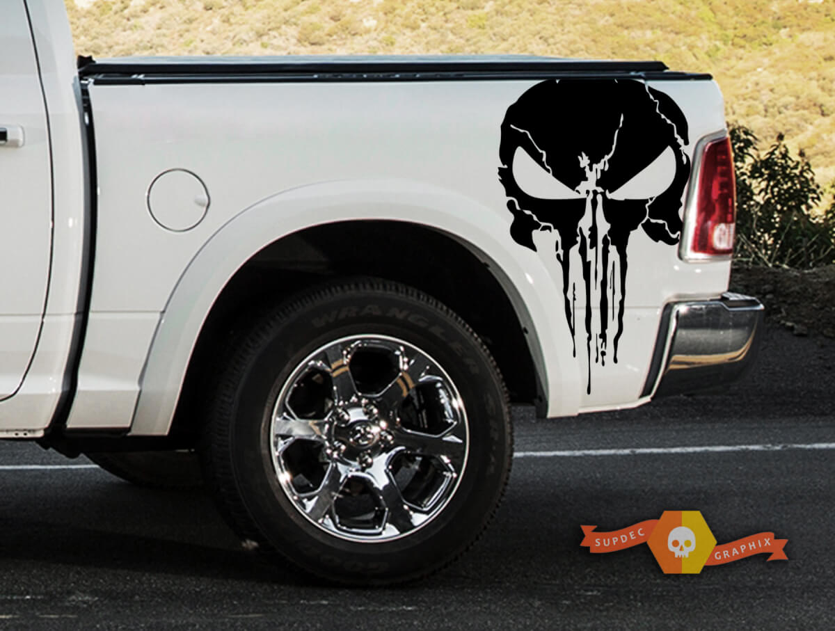 Punisher Grunge Splatter Sticker Decal Dodge Ram Car Truck SUV Vehicle Graphic Pickup