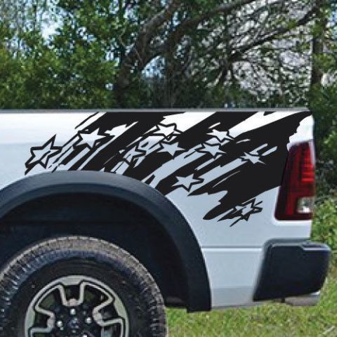 American Flag Stars Splash Splatter Grunge Pickup Truck Vinyl Sticker Decal bed Graphic
