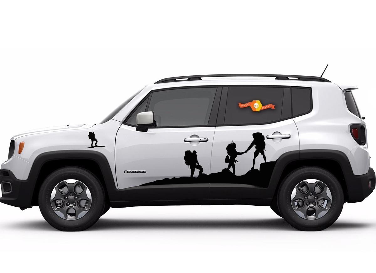 Vinyl Door Hood Climber Car Sticker Auto Side Skirt Decal For Jeep Renegade 2 PC