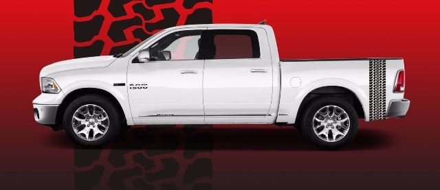 Dodge Ram 2016 HEMI MOPAR SPORT BIG HORN Tire Tread Truck Bed Sticker Decal Set