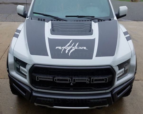 2017 Ford Raptor F-150 Dual Hood Graphic Vinyl Stripe Sticker Decal Predator Svt Rph-003