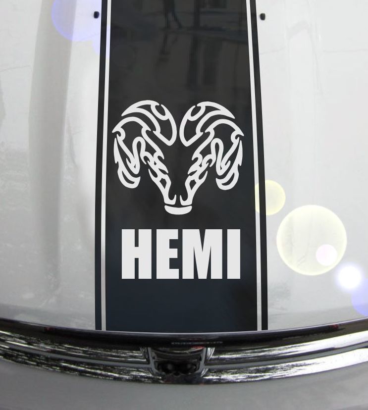 1500 2500 3500 Truck Hood Ram Head Stripe Vinyl Decal Sticker Graphic DHS-012B