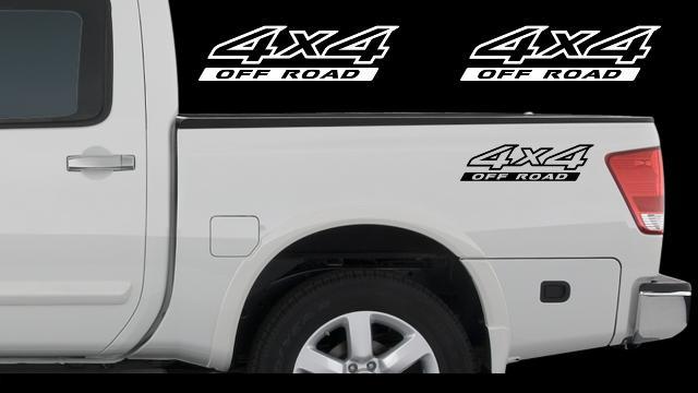 2X Nissan Titan 4x4 Off Road Truck Bed Decal Set Emblem Vinyl Stickers
