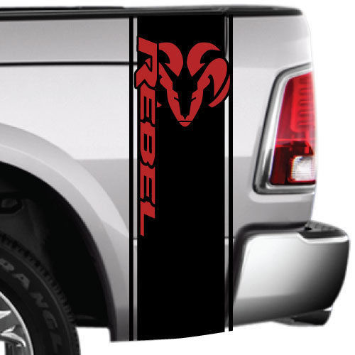 2 color Dodge Ram Rebel Side Stripe Bed Logo Truck Vinyl Sticker Decal Graphic