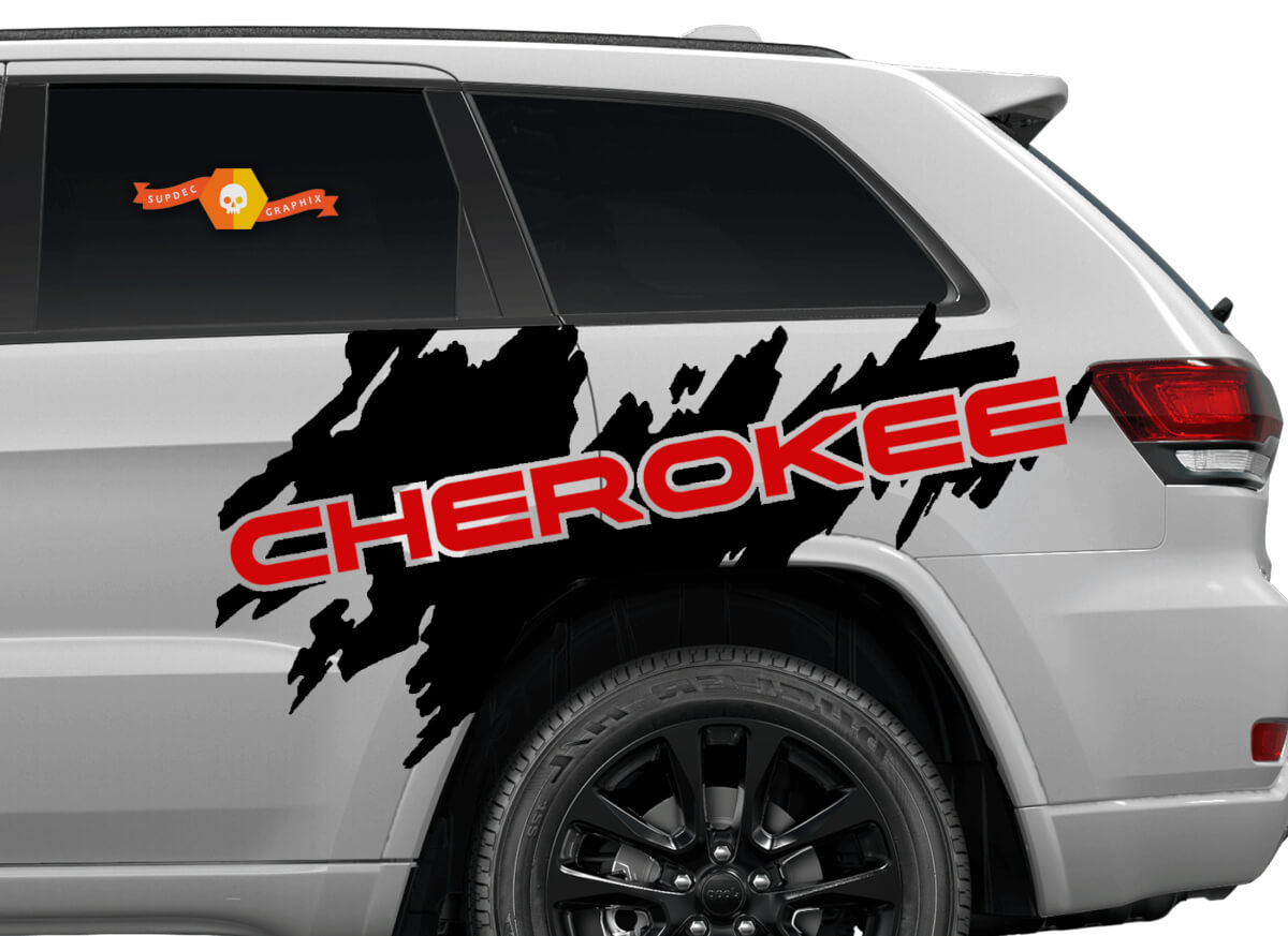 2 Color Jeep Cherokee Logo Trailhawk Side Splash Logo Graphic Vinyl Sticker Decal Grunge all years