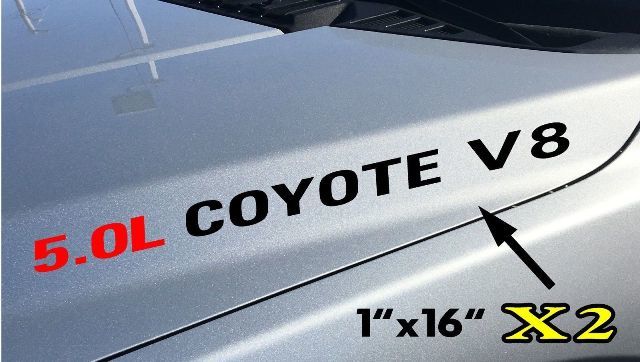 2x 5.0L COYOTE V8 Hood sticker decals emblem Ford F150 Boss Mustang
