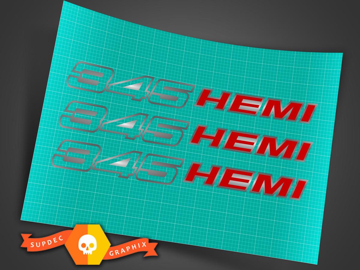 345 Hemi Hood Stickers Decals Kit PAIR 5.7L Challenger Charger Mopar Real Chrome 0084