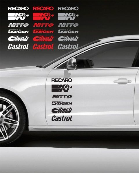 12pcs Racing Sponsors Logo Sport Emblem Sticker Decal for Any Car BMW Suba