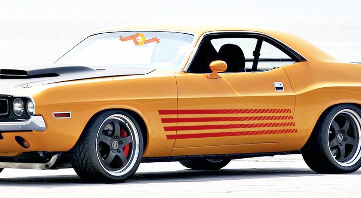 1972 1973 1974 Dodge Challenger Rally Side Strobe Stripes Panel Stickers Decals Kit